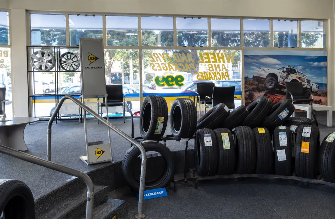 Tyre being fitted at Mathews Tyres, Campsie